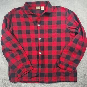 L.L.Bean Shirt Mens XL Red Black Buffalo Plaid Flannel Long Sleeve Button Up
